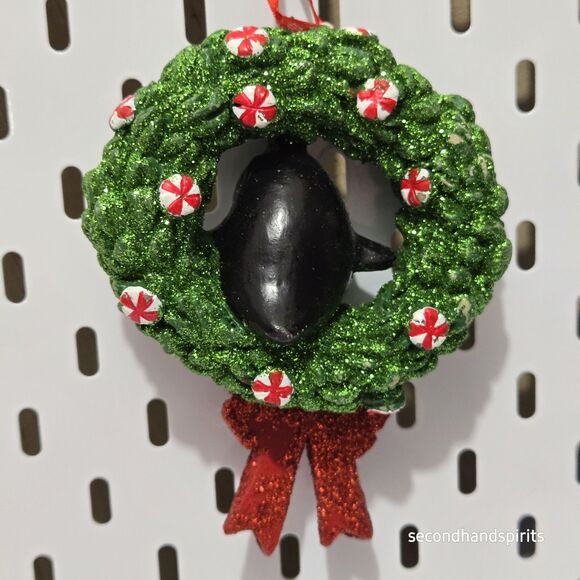 Penguin Christmas Wreath Ornament, Penguin lover Christmas Ornament - Picture 3 of 3